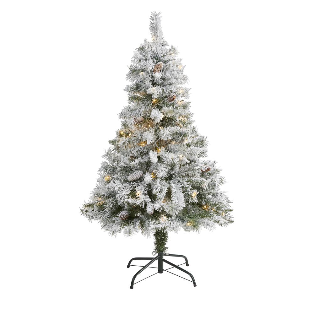Flocked White River Mountain Pine Artificial Christmas Tree. Picture 1