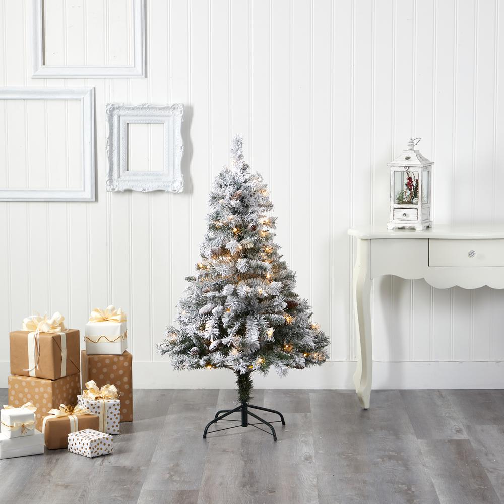 Flocked White River Mountain Pine Artificial Christmas Tree. Picture 5