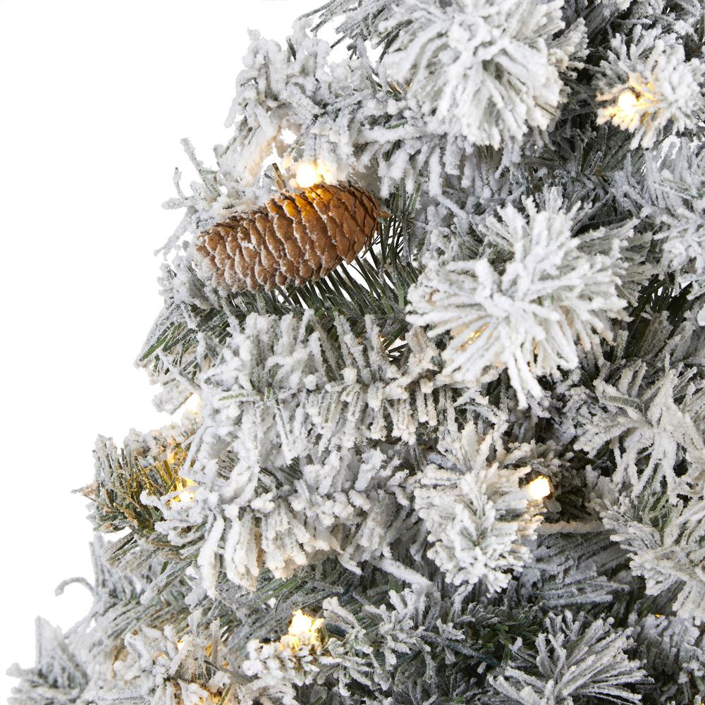 5ft. Flocked White River Mountain Pine Artificial Christmas Tree with Pinecones and 150 Clear LED Lights. Picture 3