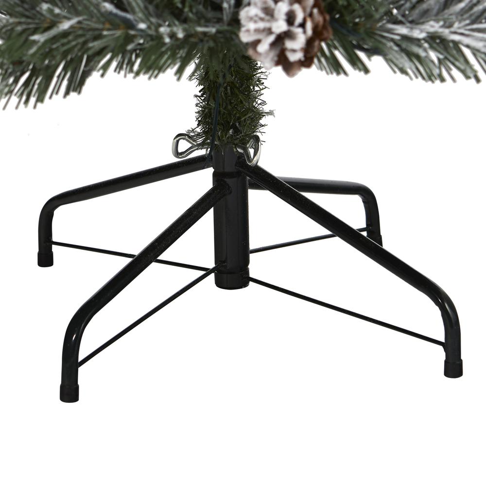 6ft. Flocked White River Mountain Pine Artificial Christmas Tree with Pinecones and 250 Clear LED Lights. Picture 3