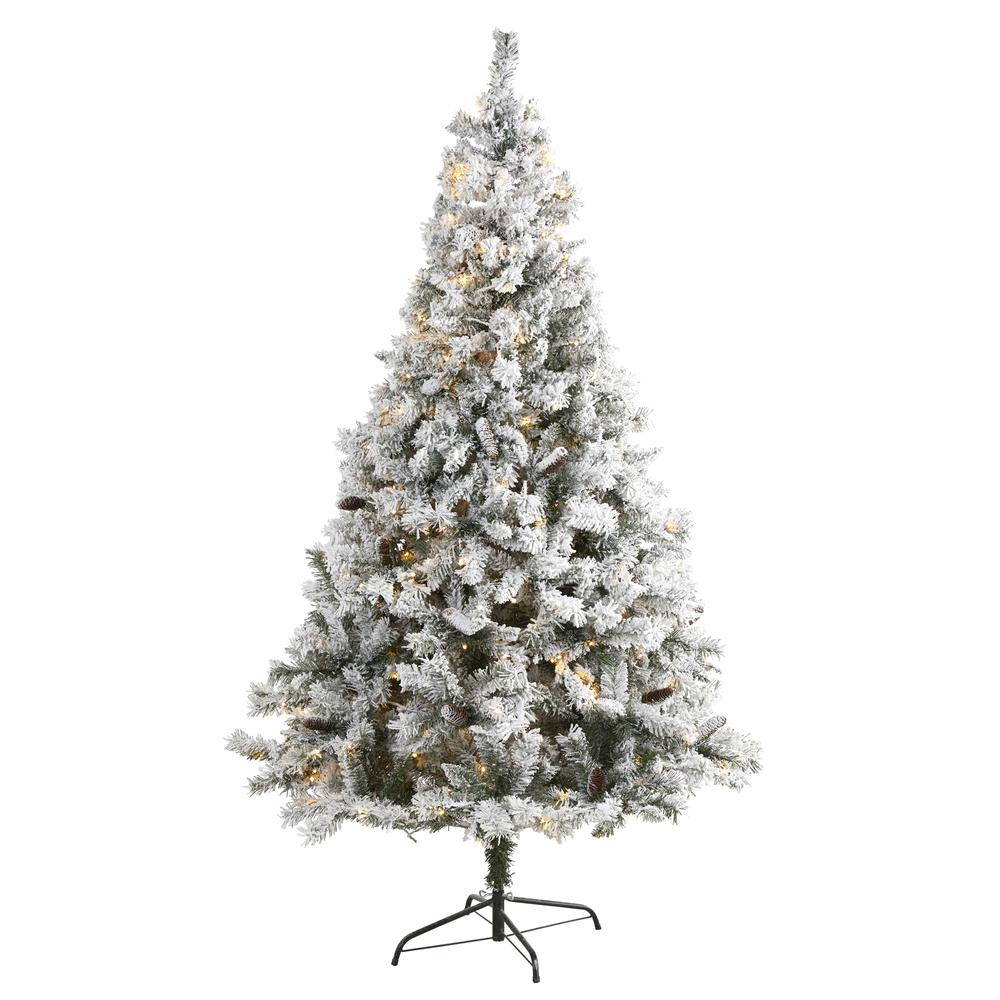 7ft. Flocked White River Mountain Pine Artificial Christmas Tree. Picture 1