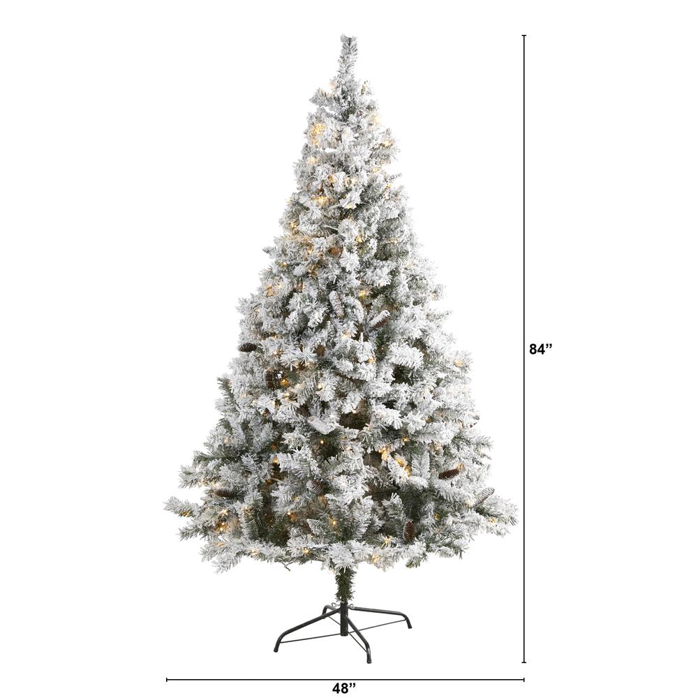 7ft. Flocked White River Mountain Pine Artificial Christmas Tree. Picture 2