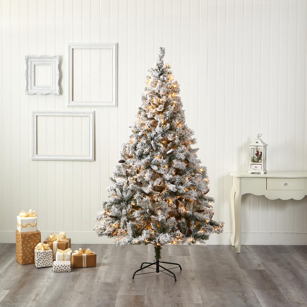 7ft. Flocked White River Mountain Pine Artificial Christmas Tree. Picture 5