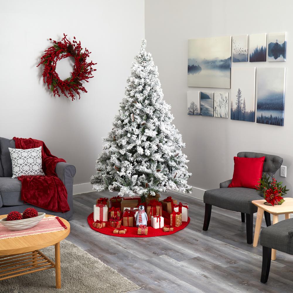 7ft. Flocked White River Mountain Pine Artificial Christmas Tree. Picture 7