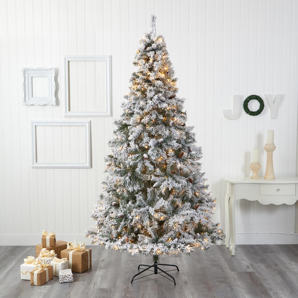 8ft. Flocked White River Mountain Pine Artificial Christmas Tree. Picture 5