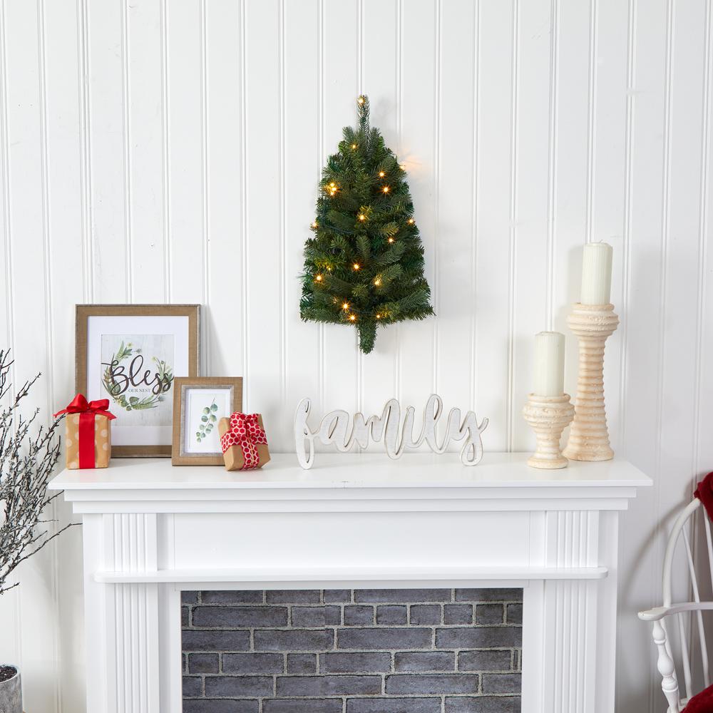 2ft. Flat Back Wall Hanging Artificial Christmas Tree with 20 Clear LED Lights. Picture 4