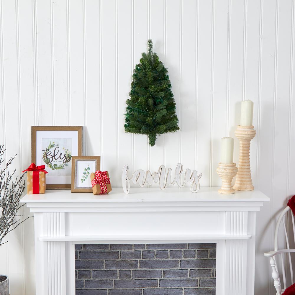 2ft. Flat Back Wall Hanging Artificial Christmas Tree with 20 Clear LED Lights. Picture 5