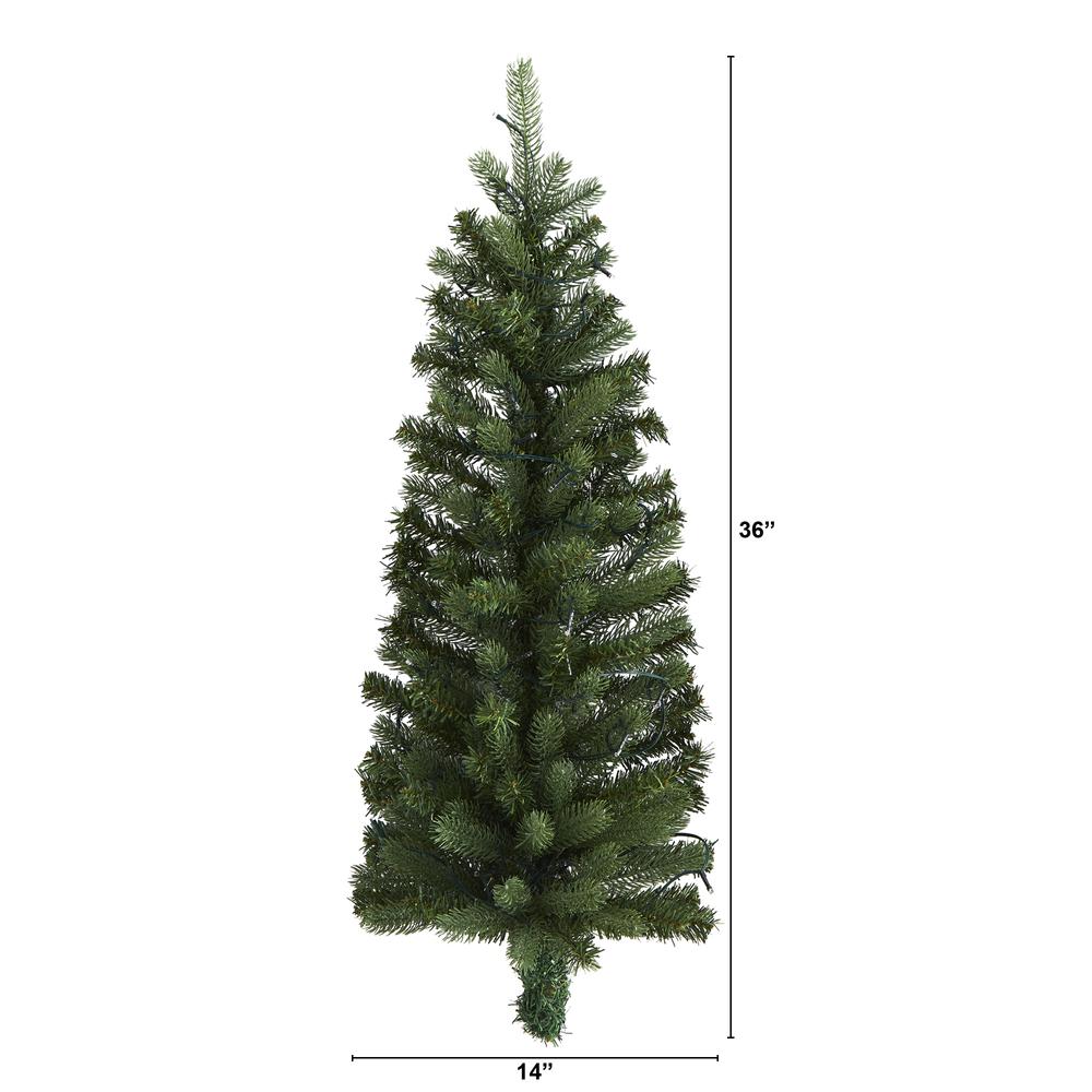 3ft. Flat Back Wall Hanging Artificial Christmas Tree with 35 Clear LED Lights. Picture 2