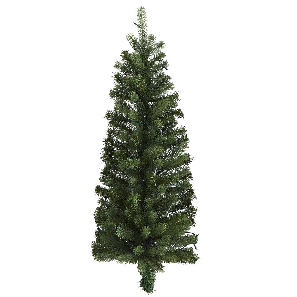 3ft. Flat Back Wall Hanging Artificial Christmas Tree with 35 Clear LED Lights. Picture 3