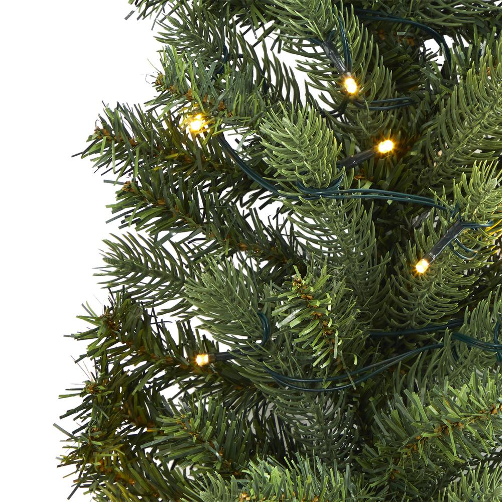 3ft. Flat Back Wall Hanging Artificial Christmas Tree with 35 Clear LED Lights. Picture 4