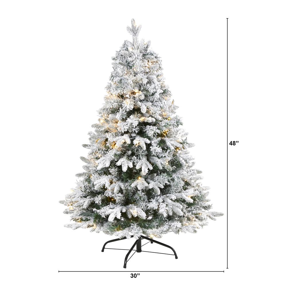 Flocked Vermont Mixed Pine Artificial Christmas Tree with 100 Clear LED Lights. Picture 2