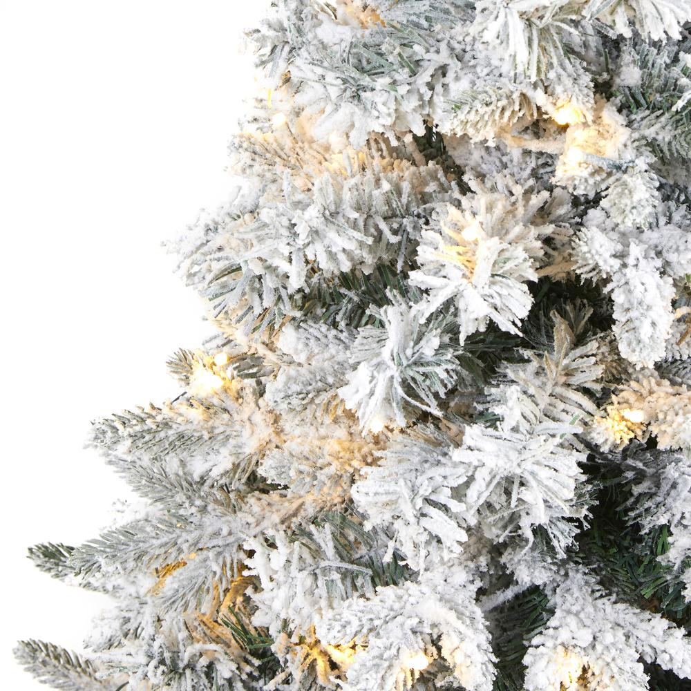 Flocked Vermont Mixed Pine Artificial Christmas Tree with 100 Clear LED Lights. Picture 5