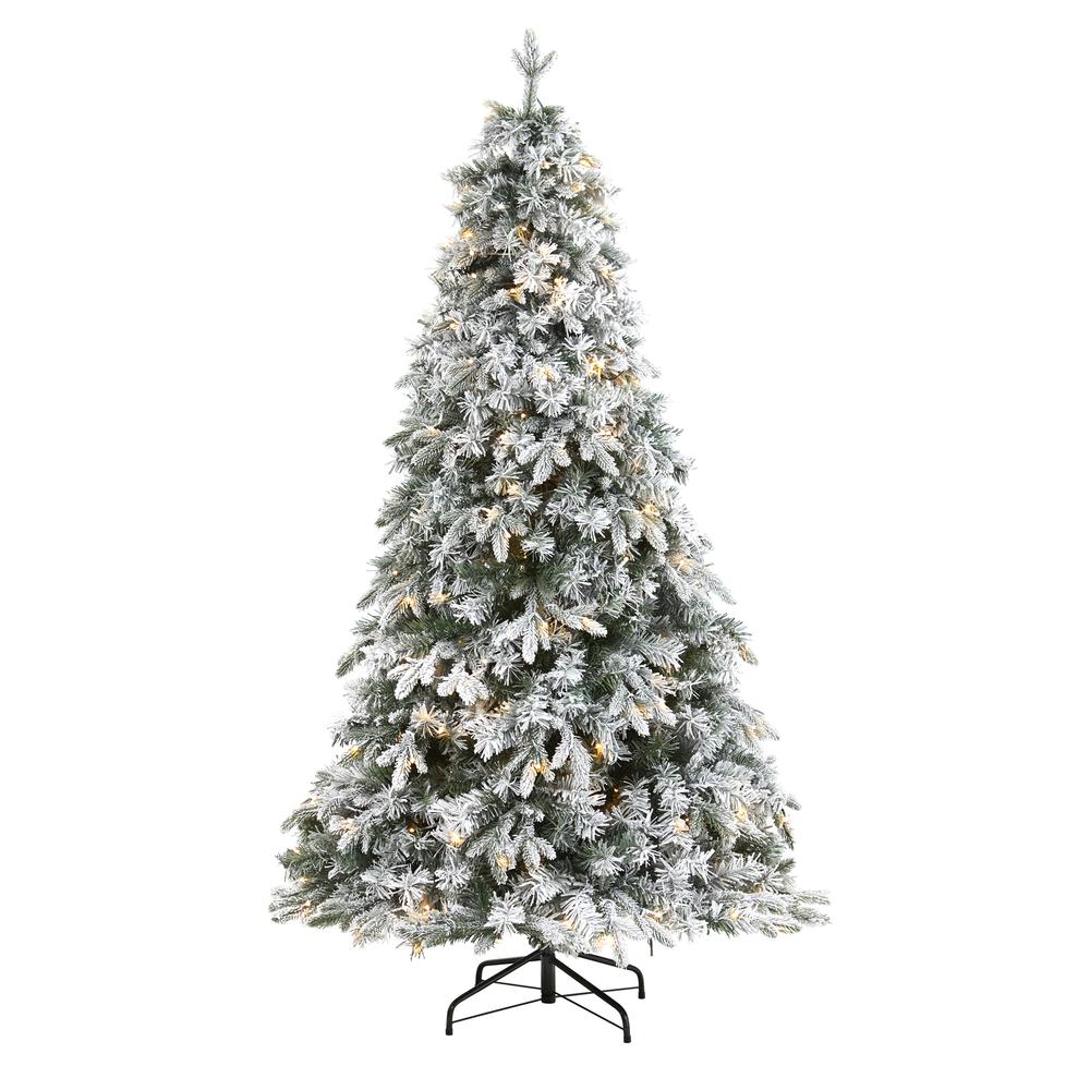 6ft. Flocked Vermont Mixed Pine Artificial Christmas Tree with 300 Clear LED Lights. Picture 3