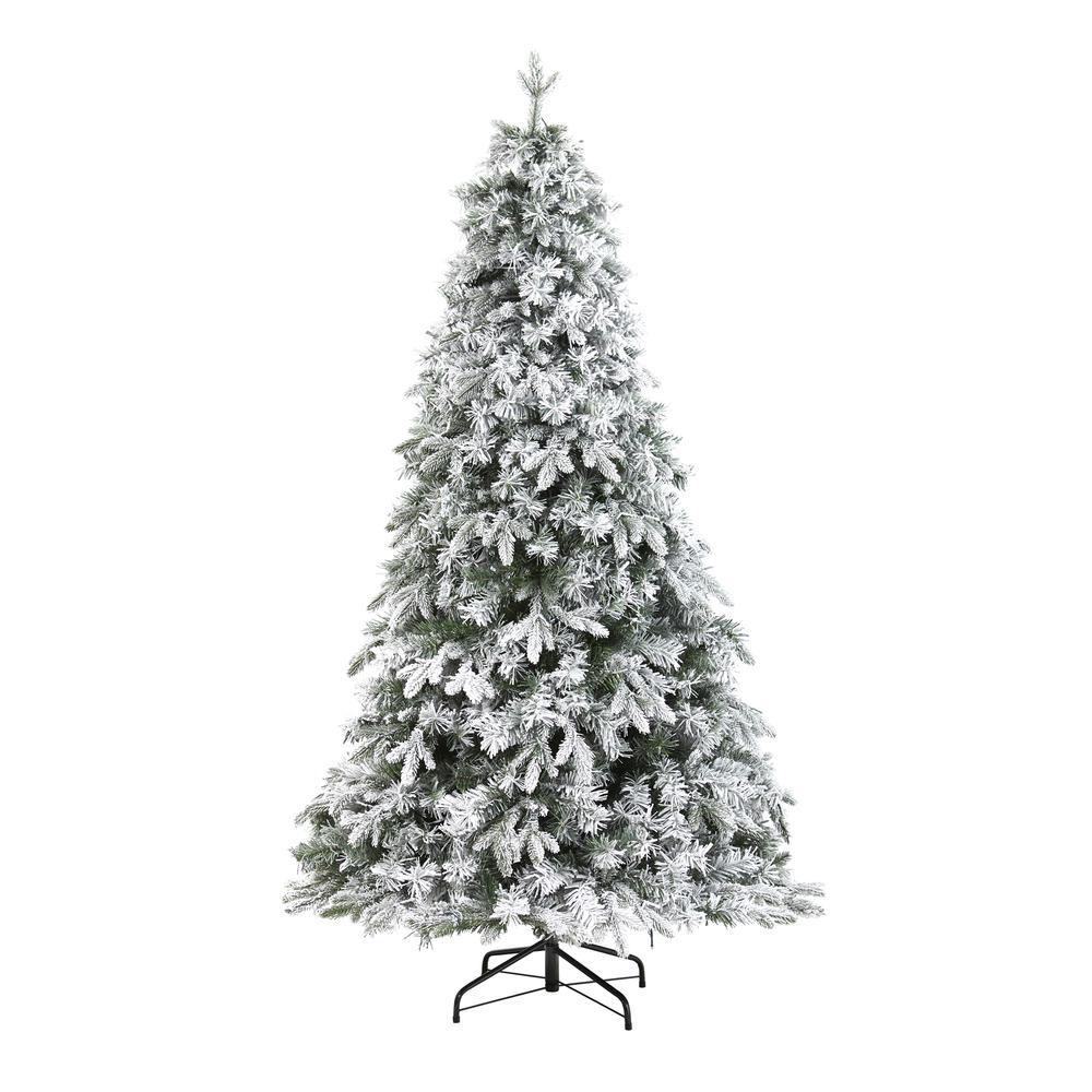 6ft. Flocked Vermont Mixed Pine Artificial Christmas Tree with 300 Clear LED Lights. Picture 2