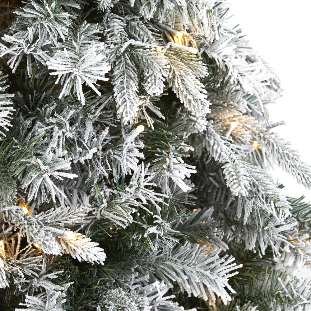 6ft. Flocked Vermont Mixed Pine Artificial Christmas Tree with 300 Clear LED Lights. Picture 4