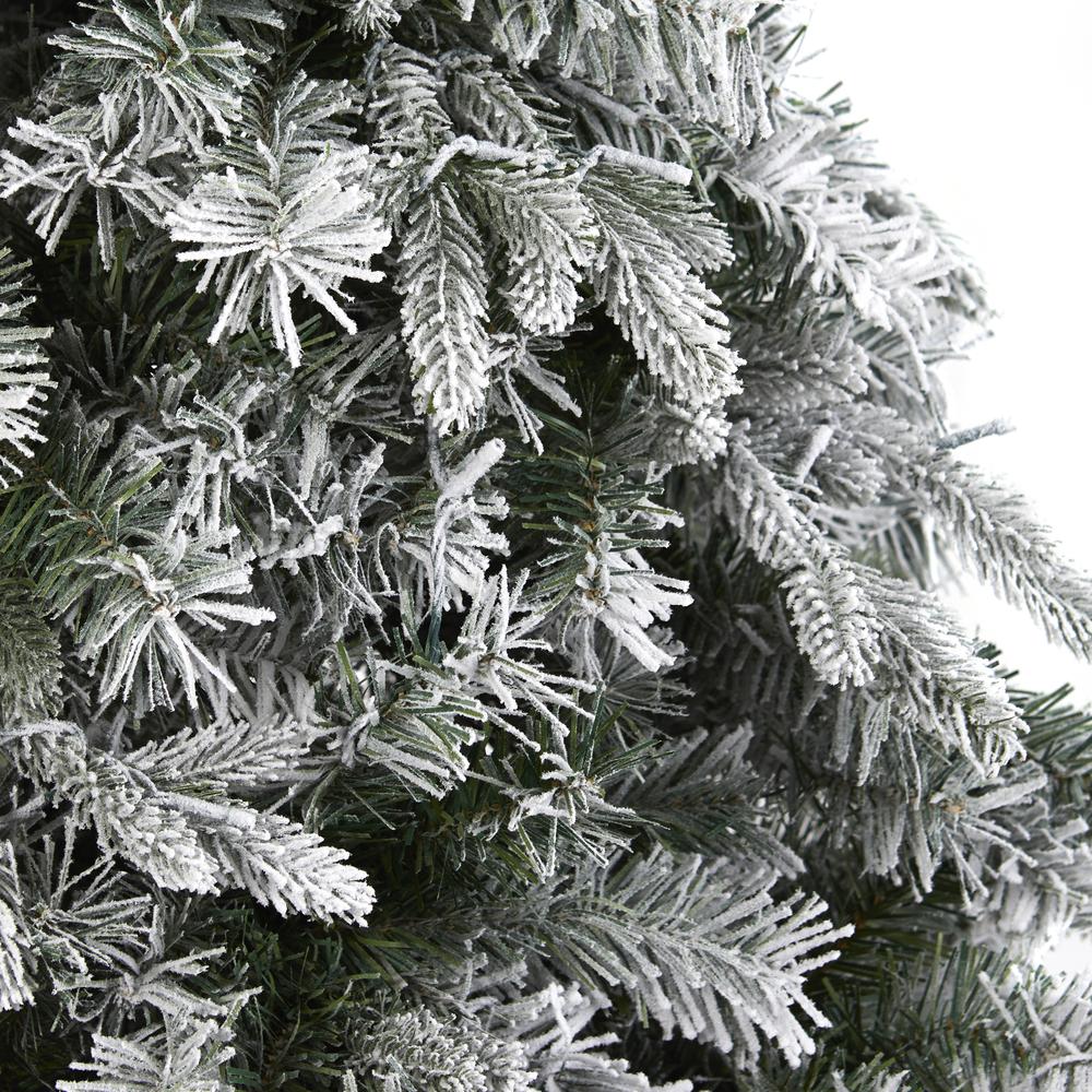 6ft. Flocked Vermont Mixed Pine Artificial Christmas Tree with 300 Clear LED Lights. Picture 5