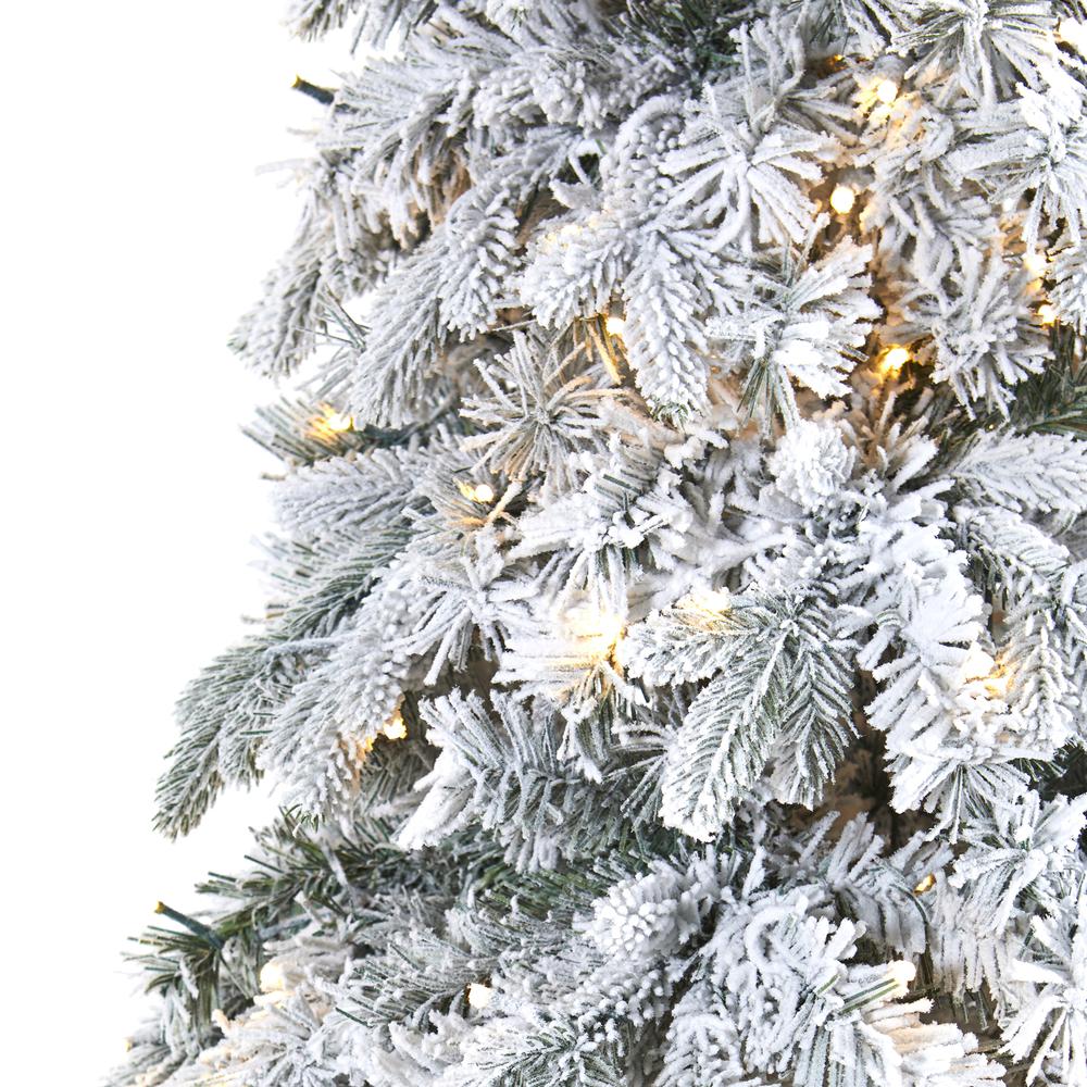8ft. Flocked Vermont Mixed Pine Artificial Christmas Tree with 600 LED Lights. Picture 4
