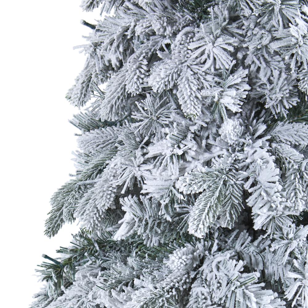 8ft. Flocked Vermont Mixed Pine Artificial Christmas Tree with 600 LED Lights. Picture 5