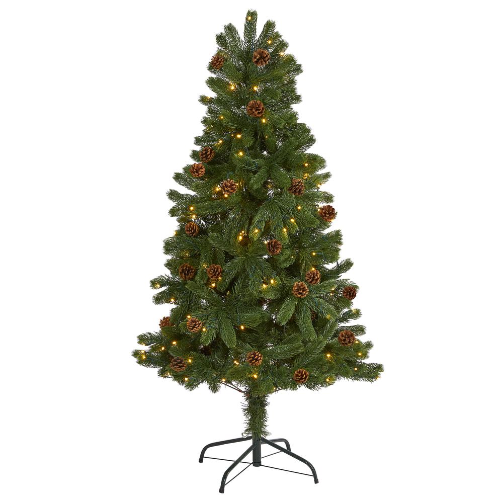 Rocky Mountain Spruce Artificial Christmas Tree with Pinecones. Picture 1