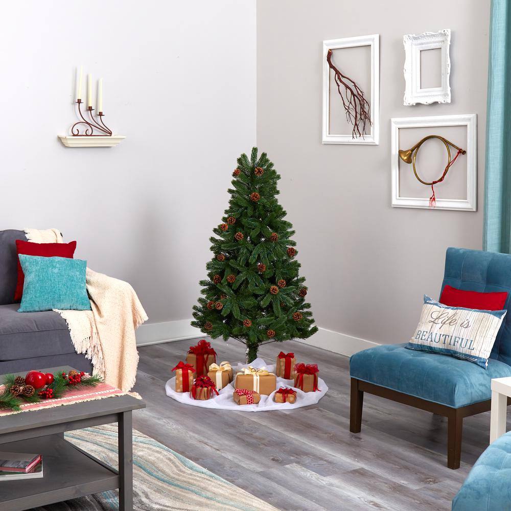 Rocky Mountain Spruce Artificial Christmas Tree with Pinecones. Picture 7