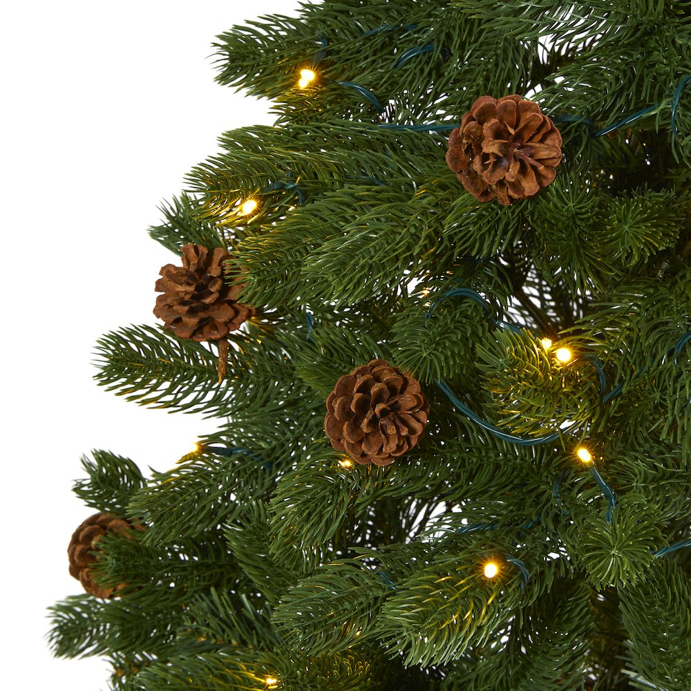 6ft. Rocky Mountain Spruce Christmas Tree with Pinecones and 250 LED Lights. Picture 3