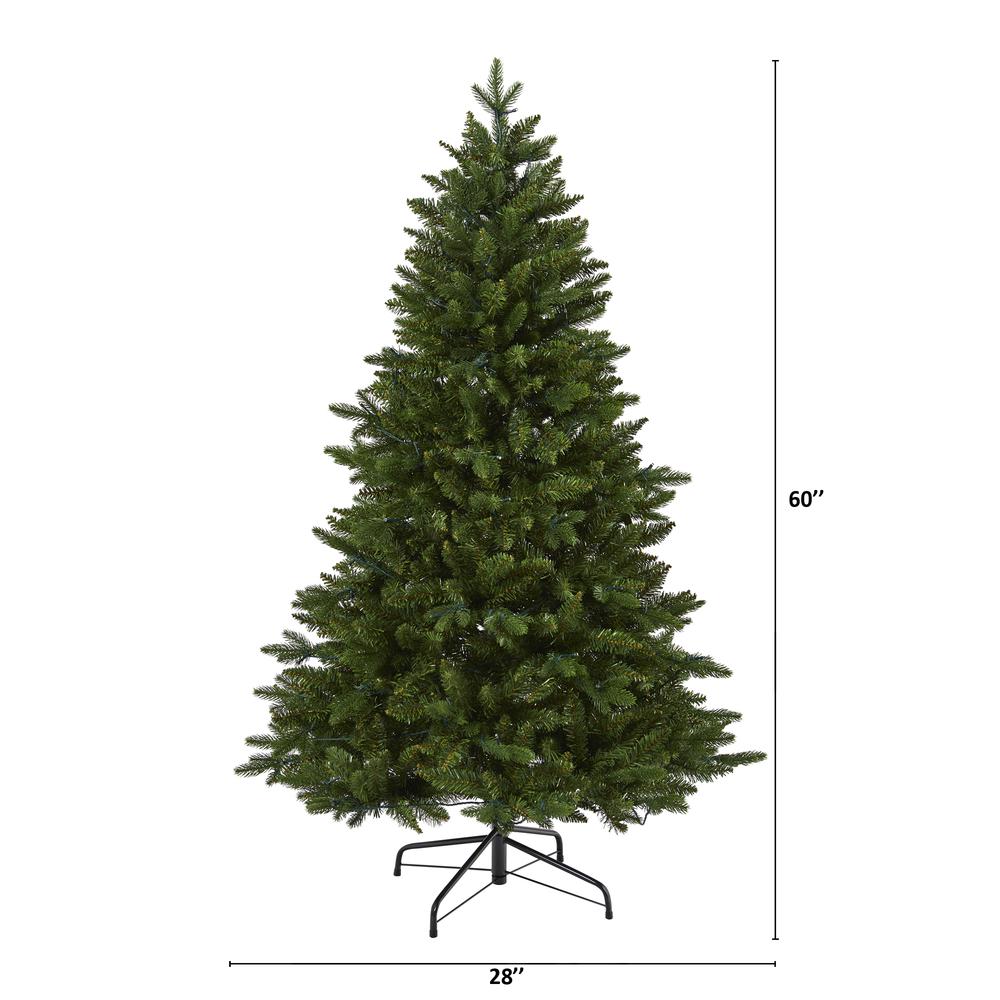 5ft. New Hampshire Fir Artificial Christmas Tree with 150 LED Lights. Picture 1