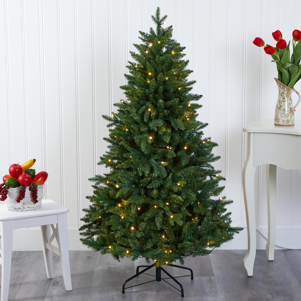 5ft. New Hampshire Fir Artificial Christmas Tree with 150 LED Lights. Picture 8