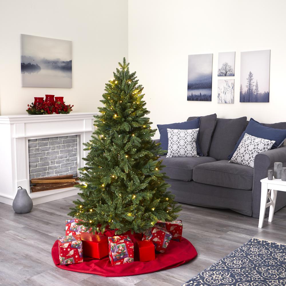 5ft. New Hampshire Fir Artificial Christmas Tree with 150 LED Lights. Picture 7