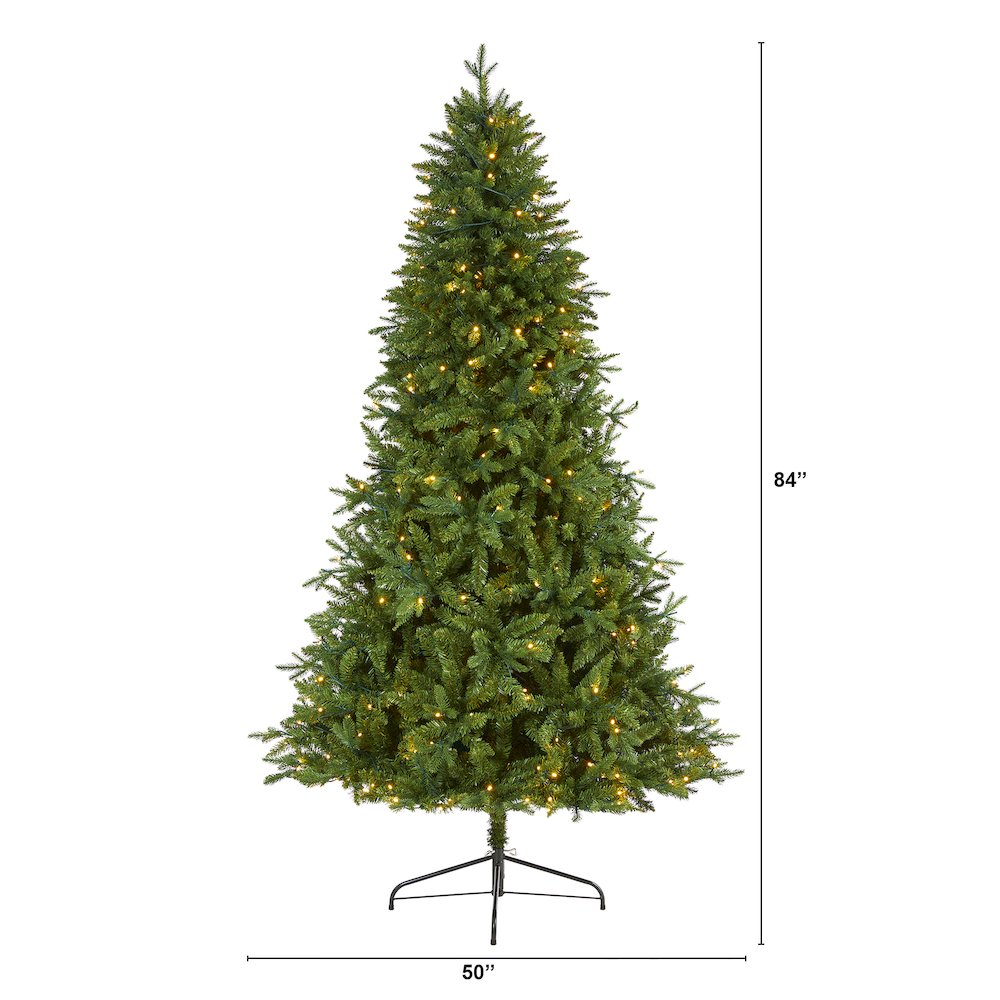 7ft. New Hampshire Fir Artificial Christmas Tree with 450 Clear LED Lights. Picture 2