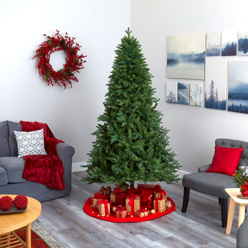 7ft. New Hampshire Fir Artificial Christmas Tree with 450 Clear LED Lights. Picture 7