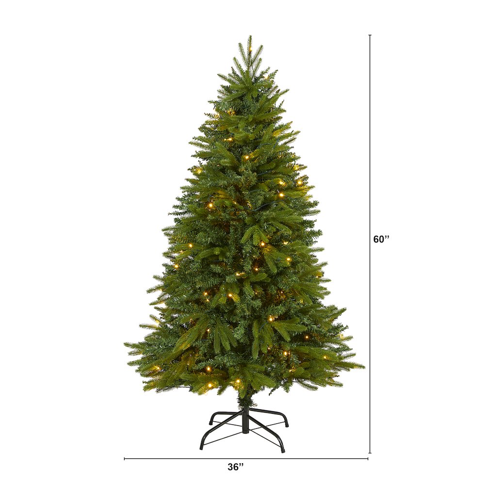 5ft. Sun Valley Fir Artificial Christmas Tree with 200 Clear LED Lights. Picture 2