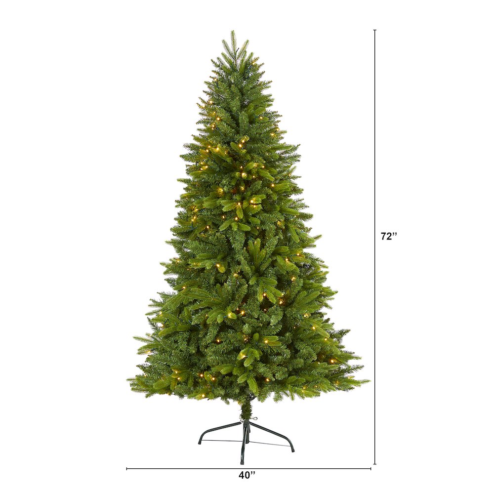 6ft. Sun Valley Fir Artificial Christmas Tree with 300 Clear LED Lights. Picture 2