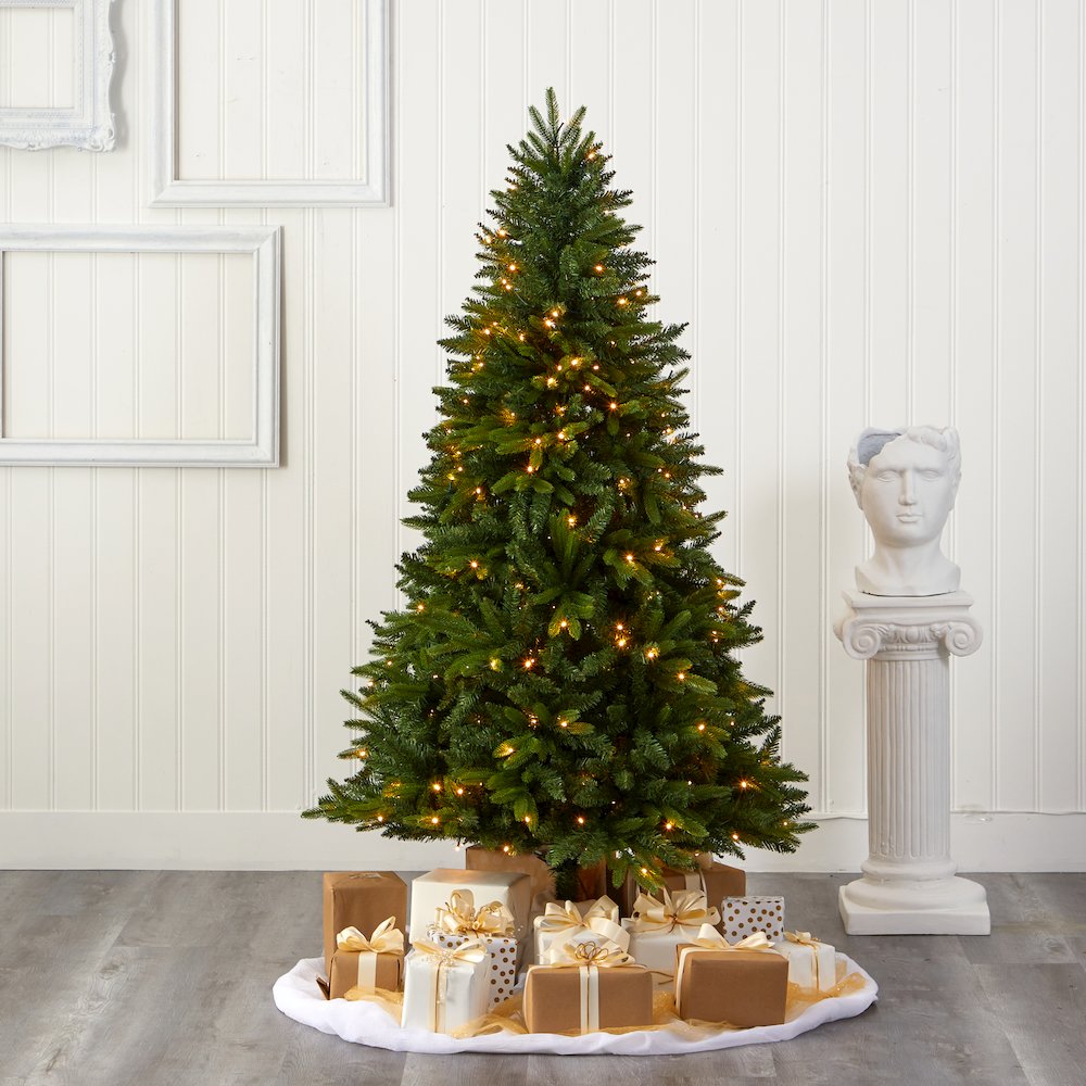 6ft. Sun Valley Fir Artificial Christmas Tree with 300 Clear LED Lights. Picture 5