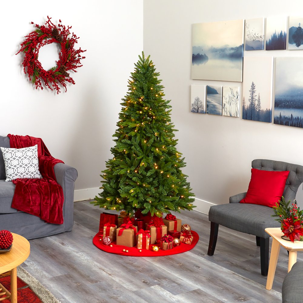 6ft. Sun Valley Fir Artificial Christmas Tree with 300 Clear LED Lights. Picture 6