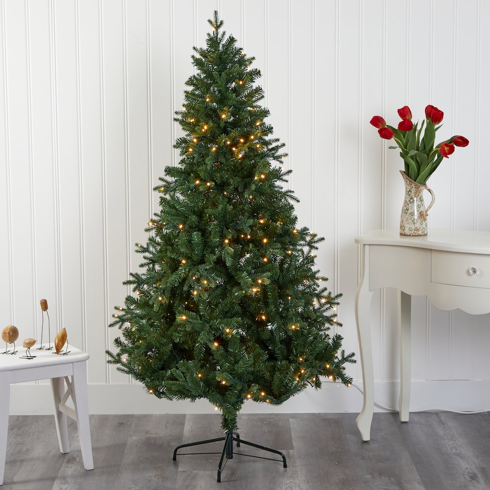 6ft. Vermont Fir Artificial Christmas Tree with 250 Clear LED Lights. Picture 7
