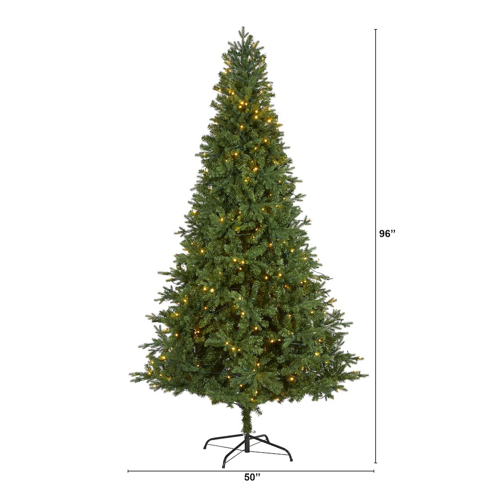 8ft. Vermont Fir Artificial Christmas Tree with 450 Clear LED Lights. Picture 2