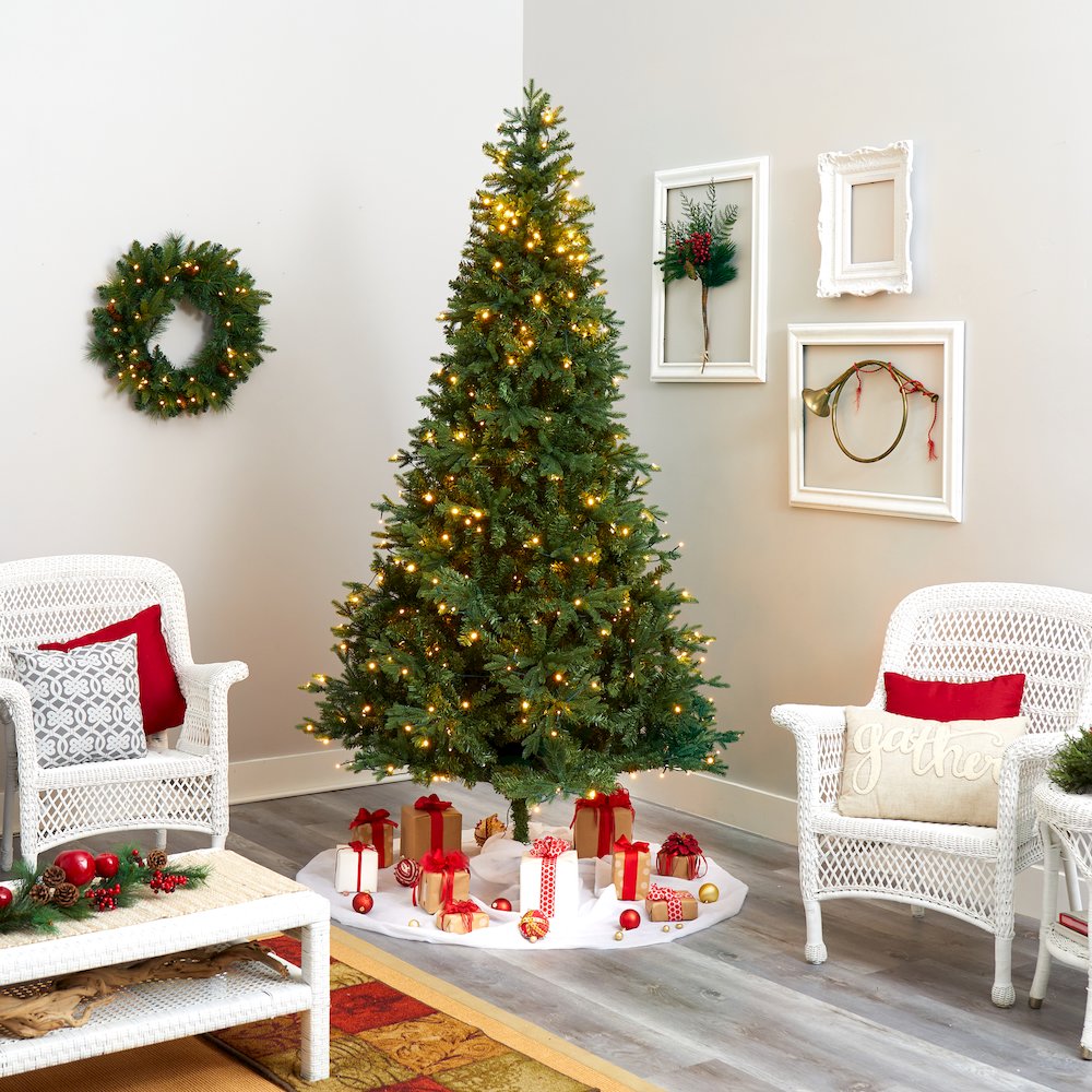8ft. Vermont Fir Artificial Christmas Tree with 450 Clear LED Lights. Picture 6