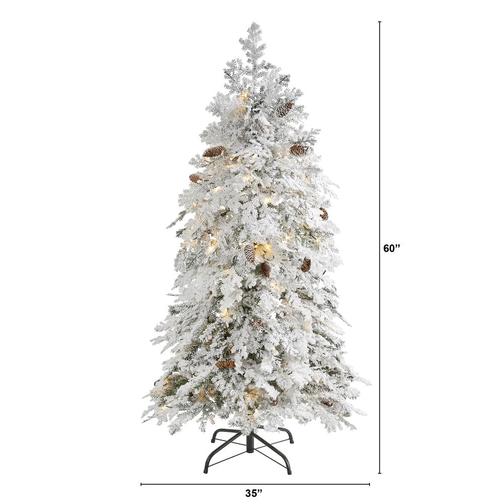 5ft. Flocked Montana Down Swept Spruce Artificial Christmas Tree. Picture 2