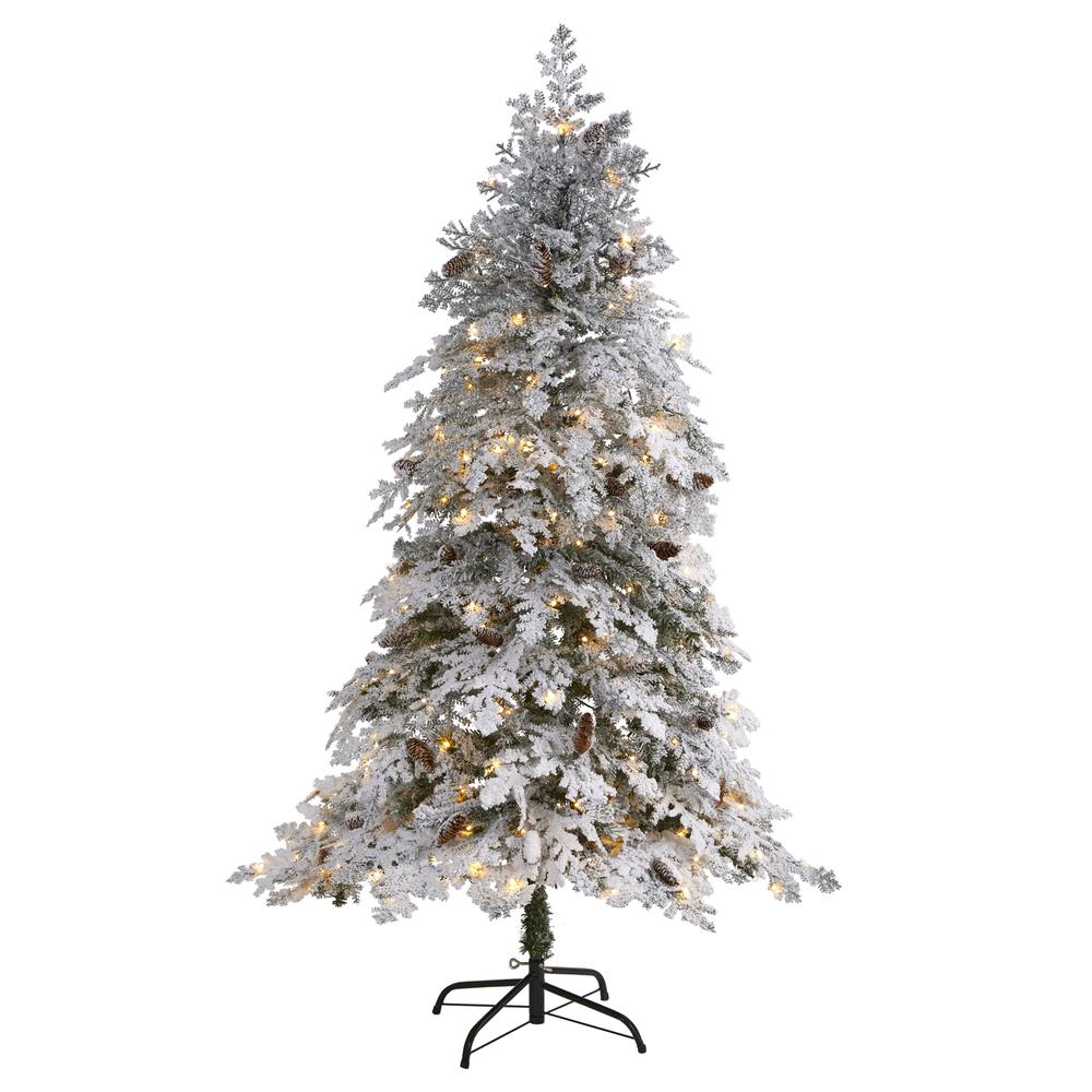 6ft. Flocked Montana Down Swept Spruce Artificial Christmas Tree. Picture 1