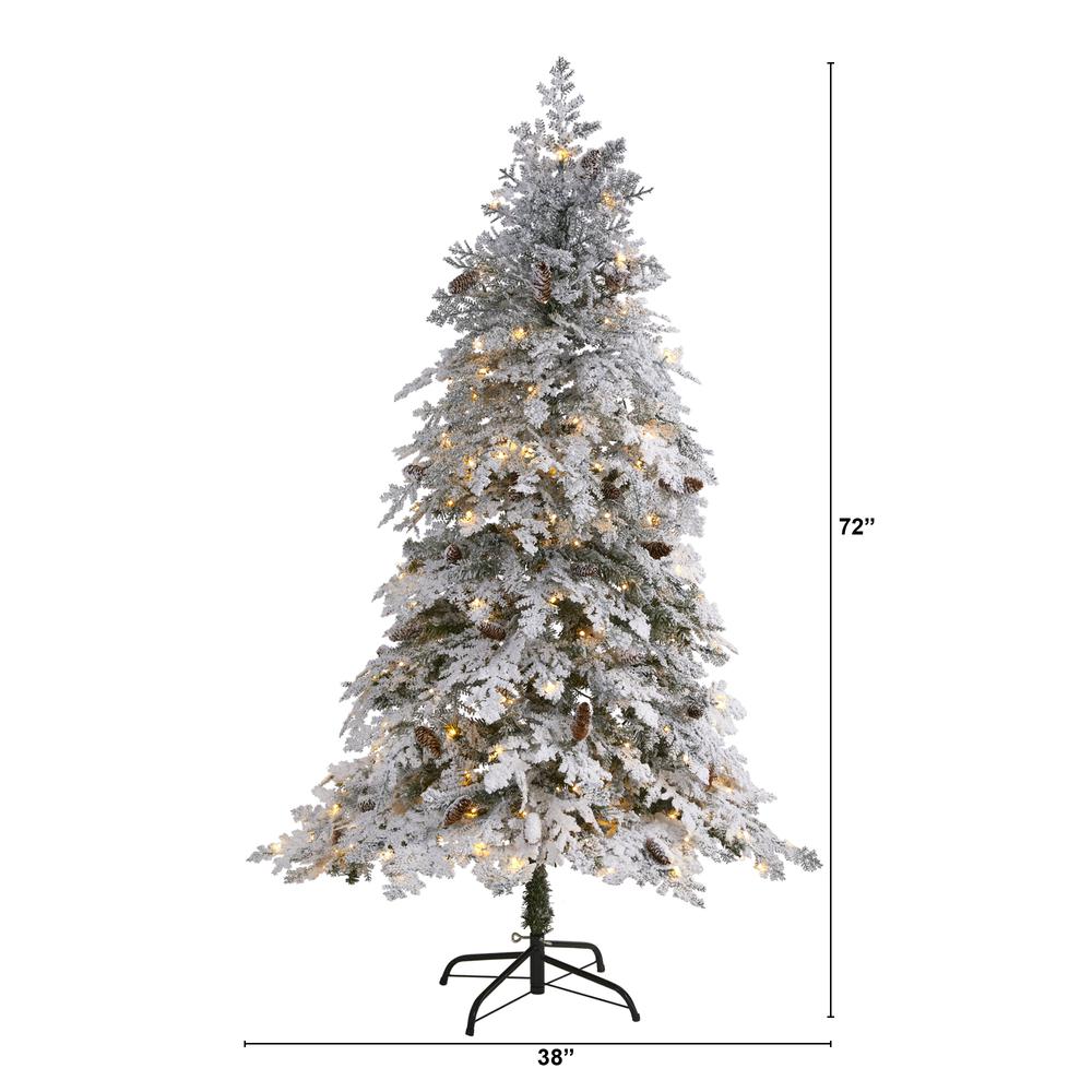 6ft. Flocked Montana Down Swept Spruce Artificial Christmas Tree. Picture 2