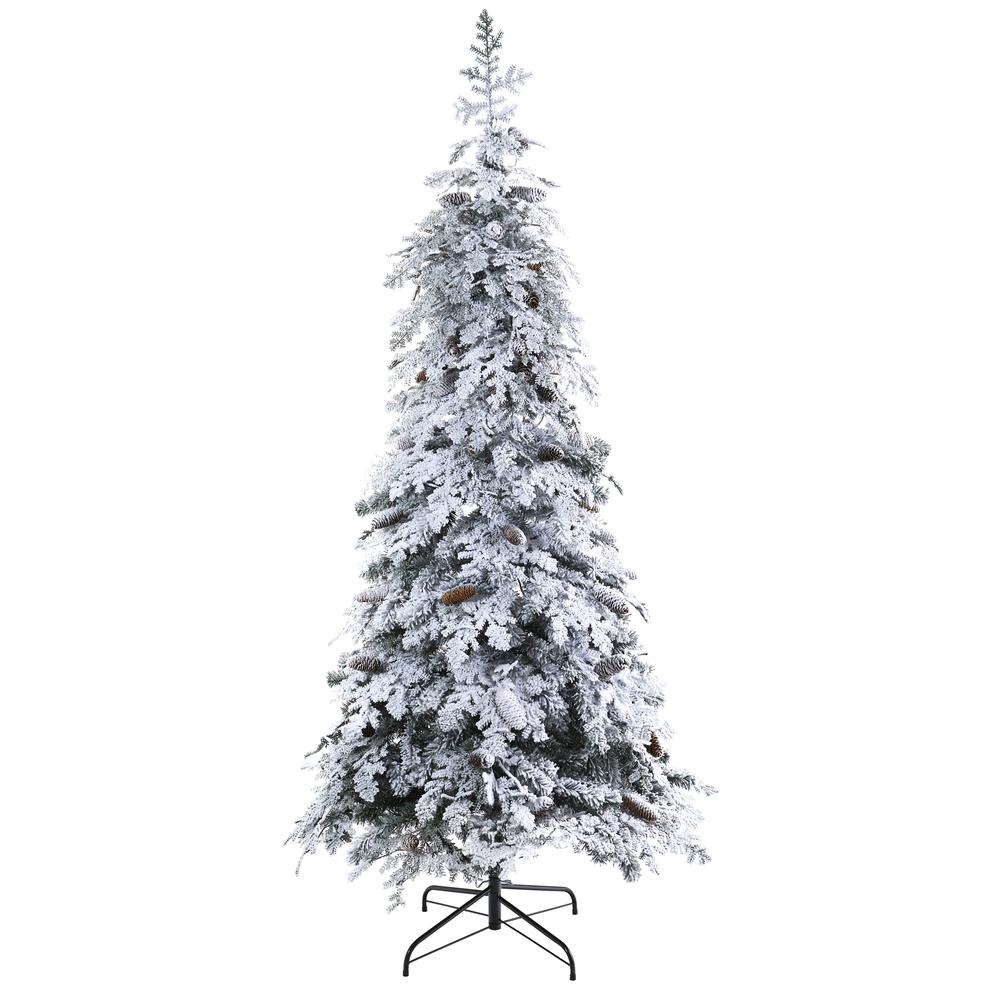 7ft. Flocked Montana Down Swept Spruce Artificial Christmas Tree. Picture 1