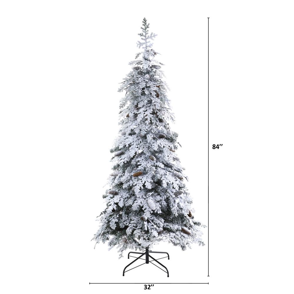 7ft. Flocked Montana Down Swept Spruce Artificial Christmas Tree. Picture 2