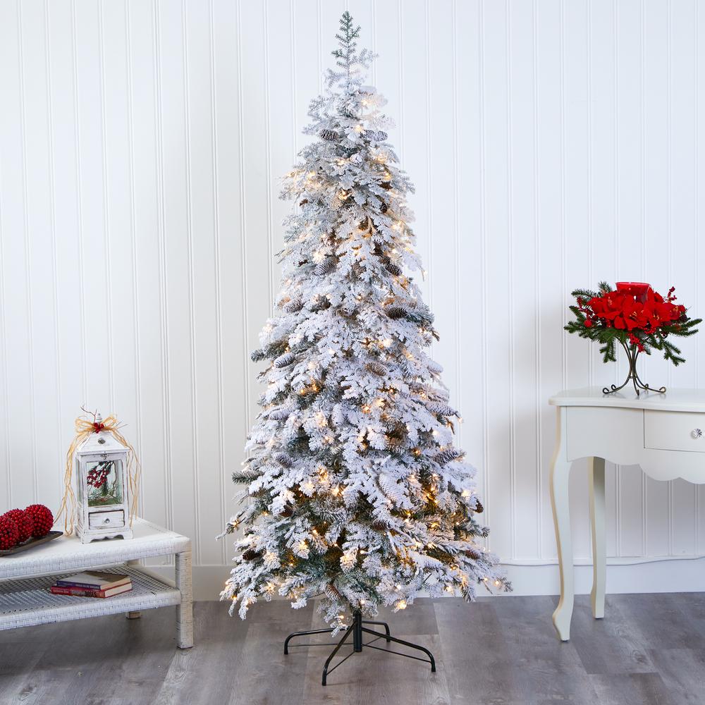 7ft. Flocked Montana Down Swept Spruce Artificial Christmas Tree. Picture 7