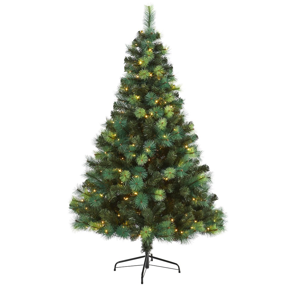 6ft. Assorted Green Scotch Pine Artificial Christmas Tree with 250 LED Lights. Picture 1