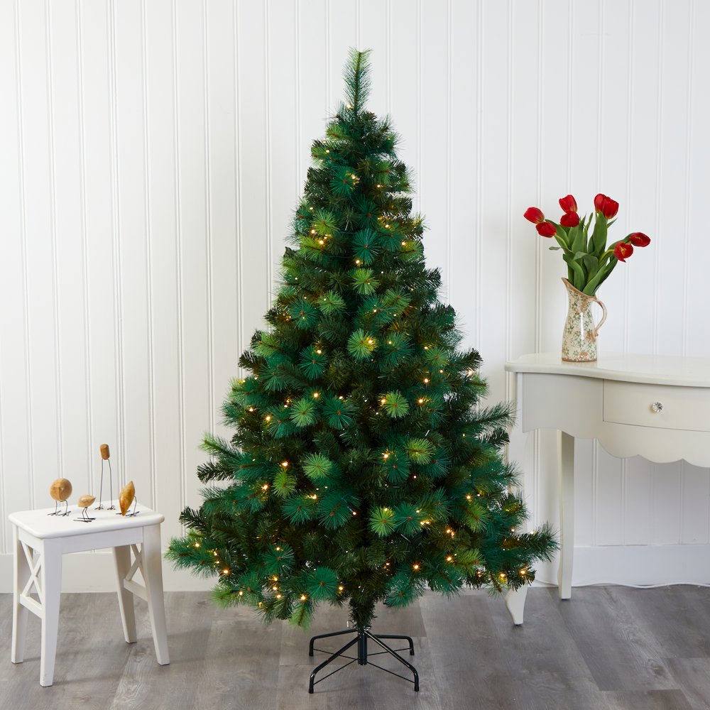 6ft. Assorted Green Scotch Pine Artificial Christmas Tree with 250 LED Lights. Picture 7