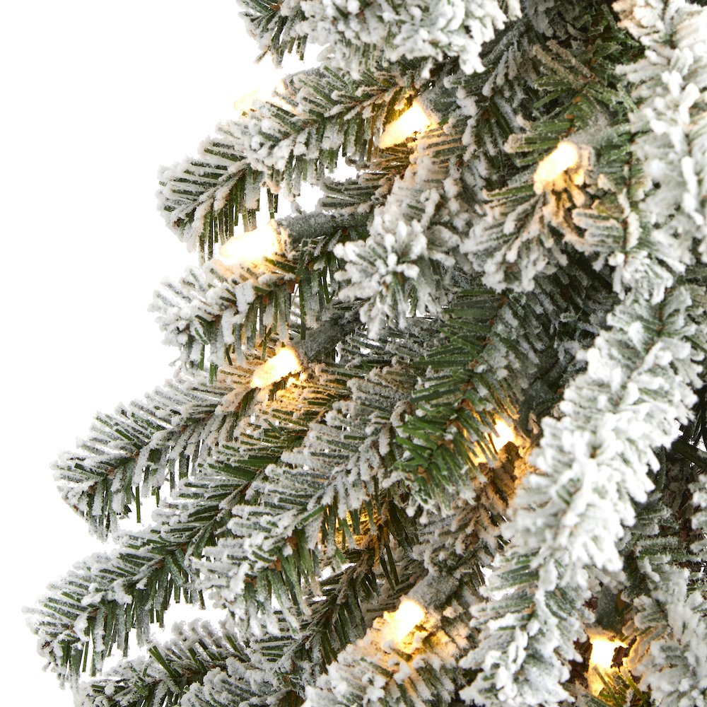 5ft. Flocked Alpine Christmas Artificial Tree with 150 Lights. Picture 3