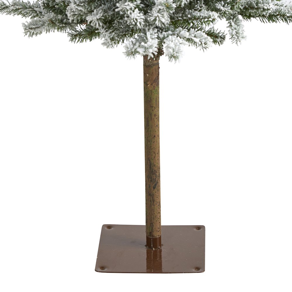 5ft. Flocked Alpine Christmas Artificial Tree with 150 Lights. Picture 4