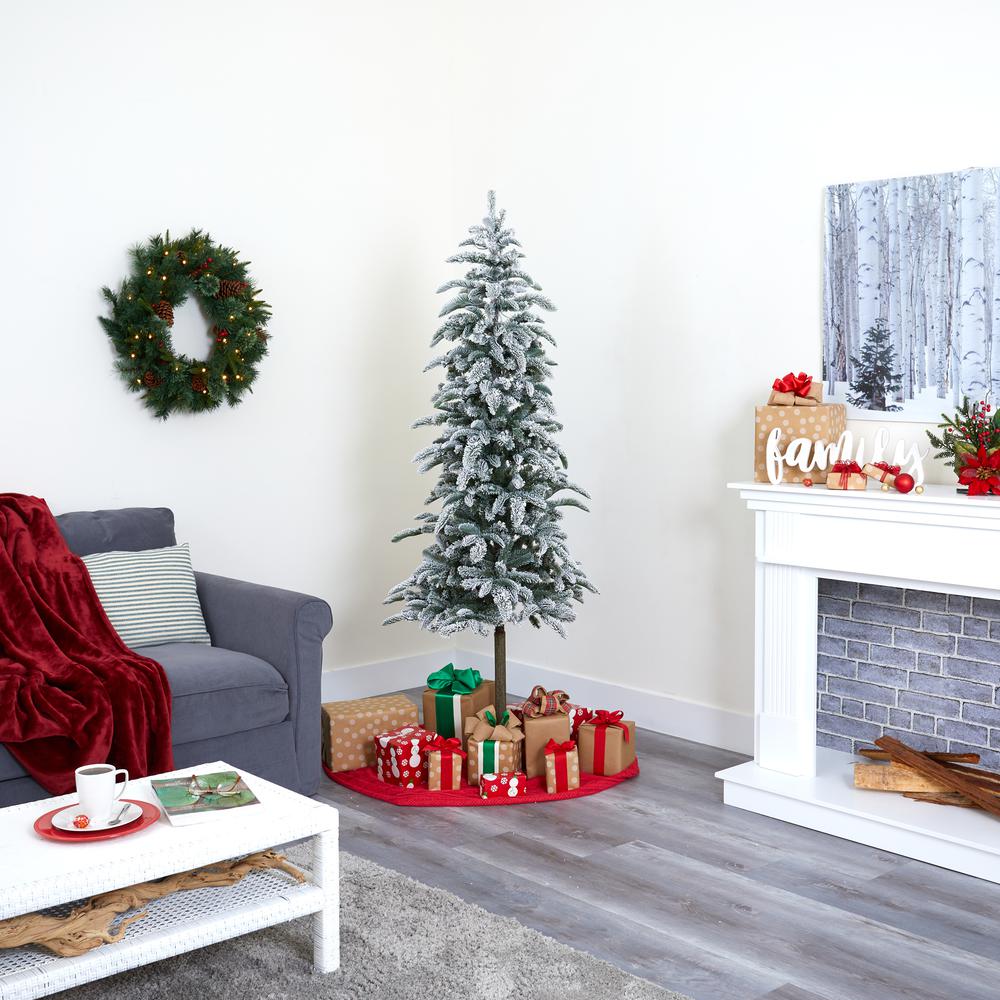 6.5ft. Flocked Washington Alpine Christmas Artificial Tree. Picture 10