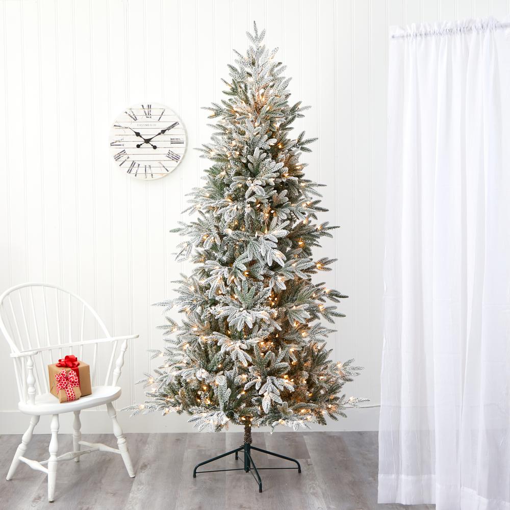 7.5ft. Flocked Manchester Spruce Artificial Christmas Tree. Picture 7