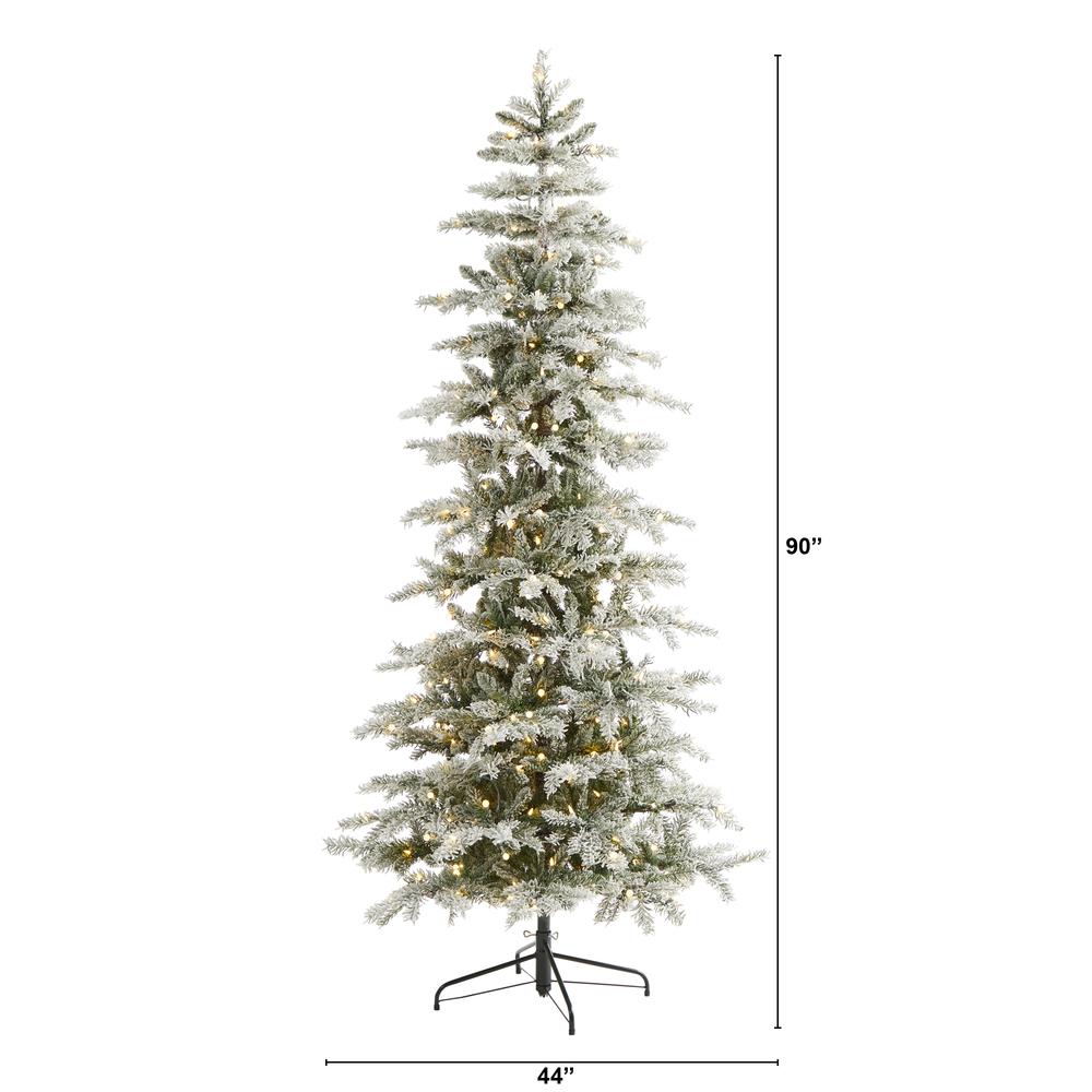 7.5ft. Slim Flocked Nova Scotia Spruce Artificial Christmas Tree. Picture 2